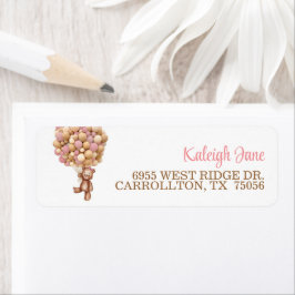 ピンクベアとバルーン住所 シール