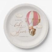 ピンクベアバルーンベビーシャワー紙 ペーパープレート (正面)