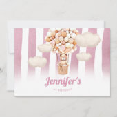 ピンクベアバルーン第1誕生日ガール招待状 招待状 (裏面)