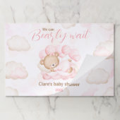 ピンクベアベイビーシャワーティアウェイ紙ランチョンマット ペーパーパッド (折り畳み)