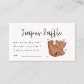 ピンクベアベビーシャワーおむつラッフルチケット エンクロージャーカード (正面)