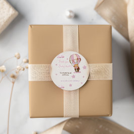 ピンクベアホットエアバルーンありがとう ラウンドシール