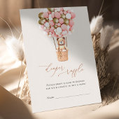 ピンクベアーガールバルーンおむつラッフルチケット エンクロージャーカード