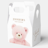 ピンクベアーガールベビーシャワーパーソナライズされた フェイバーボックス (オープン)