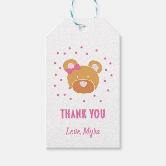 ピンクベアーギフトラベル ギフトタグ (正面)