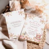 ピンクベアークリスマスウィンターガールベビーシャワー 招待状