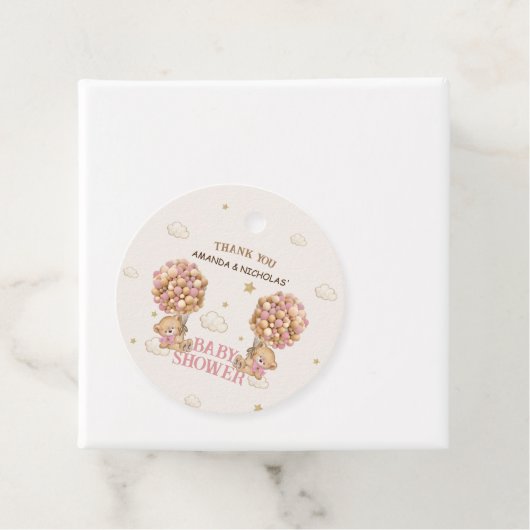 ピンクベアーツツインズガールシャワーありがとう フェイバータグ (インサイチュ)