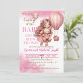 ピンクベアーホットエアバルーンベビーシャワーセットインビタティ 招待状 (スタンド正面)