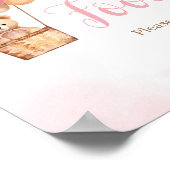 ピンクベアー熱気球ベビーシャワー食品 ポスター (角)