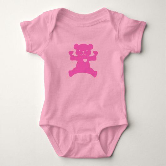 ピンクベア乳児 ベビーボディスーツ (正面)