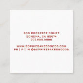 ピンクベイカーベーカリーカップケーキロゴタイポグラフィ スクエア名刺 (裏面)