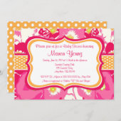 ピンクベゴニアのベイビーシャワーまたはブライダルシャワーの招待状 招待状 (正面/裏面)