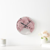 ピンクベゴニアス ラウンド壁時計 (ホーム)