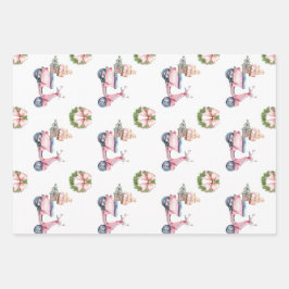 ピンクベスパクリスマスショッピング ラッピングペーパーシート