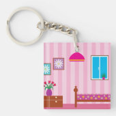 ピンクベッドルームキーチェーン キーホルダー (正面)