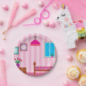 ピンクベッドルーム紙プレート ペーパープレート (パーティー)