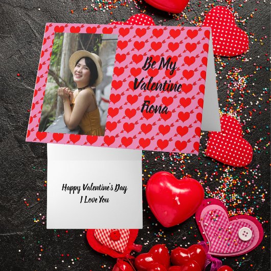 ピンクベパーソナライズされたイマイバレンタイン赤いハート カード