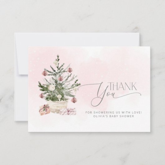 ピンクベビーの冷たい外の赤ちゃん感謝していシャワーあなた カード (正面)