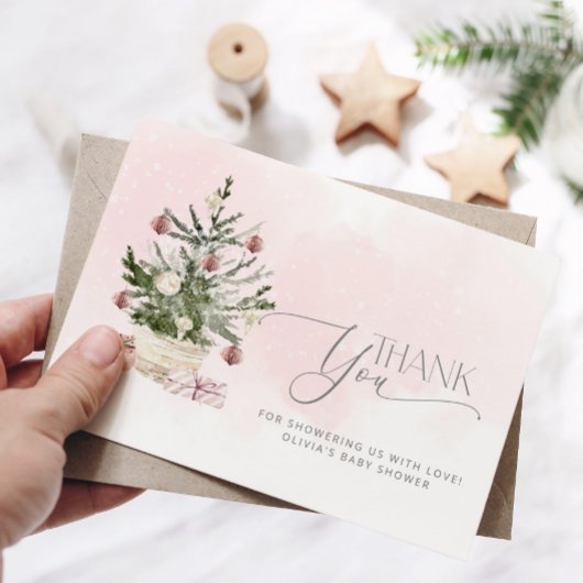 ピンクベビーの冷たい外の赤ちゃん感謝していシャワーあなた カード