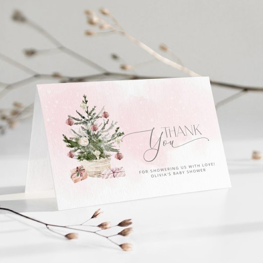 ピンクベビーの冷たい外の赤ちゃん感謝していシャワーあなた カード