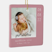 ピンクベビーの初めてのクリスマス写真 セラミックオーナメント (右)
