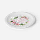 ピンクベビーイン開花ガールベビーシャワープレート ペーパープレート (アングル)