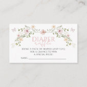 ピンクベビーイン開花ベビーガールシャワーおむつラッフル エンクロージャーカード (正面)