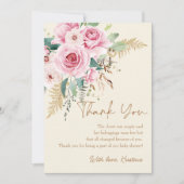 ピンクベビーイン開花ボホフローラベビーシャワー サンキューカード (正面)