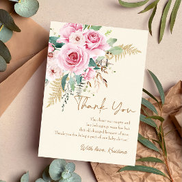 ピンクベビーイン開花ボホフローラベビーシャワー サンキューカード