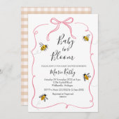 ピンクベビーイン開花素朴ビーデイジー招待状 招待状 (正面/裏面)