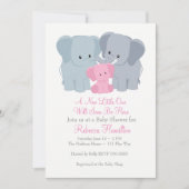 ピンクベビーエレファント招待状 招待状 (正面)