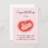 ピンクベビーオンザウェイおめでとうカード (正面/裏面)