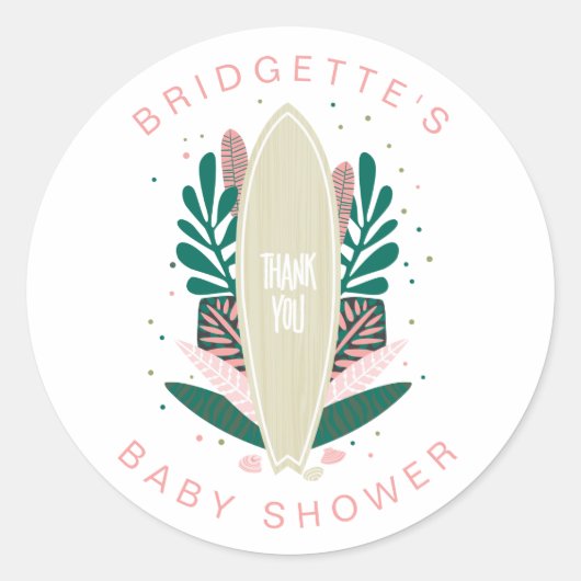 ピンクベビーオンボードありがとうありがとうごクラシックざいラウンドステッカー ラウンドシール (正面)