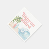 ピンクベビーオンボードビーチサーフベビーシャワー スタンダードカクテルナプキン (角)