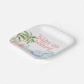 ピンクベビーオンボードビーチサーフベビーシャワー ペーパープレート (傾斜あり)