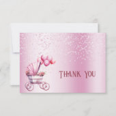 ピンクベビーカーサンキューカード サンキューカード (正面)