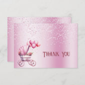 ピンクベビーカーサンキューカード サンキューカード (正面/裏面)