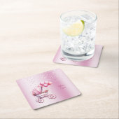 ピンクベビーカー紙コースター スクエアペーパーコースター (インサイチュ)