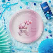 ピンクベビーカー紙プレート ペーパープレート (パーティー)