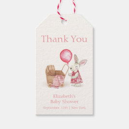 ピンクベビーカーBunnyバルーンガールベビーシャワー ギフトタグ