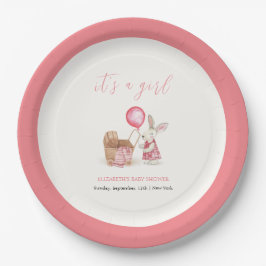 ピンクベビーカーBunnyバルーンガールベビーシャワー ペーパープレート