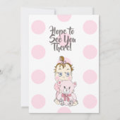 ピンクベビーガールとテディベアシャワー招待状 招待状 (裏面)