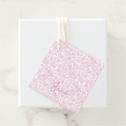 ピンクベビーガールウォーターデザイン名前をカスタムするスイーツ フェイバータグ (インサイチュ)