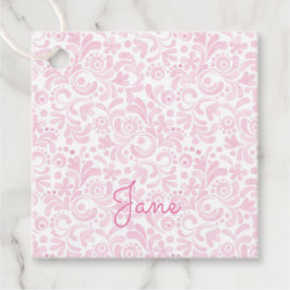 ピンクベビーガールウォーターデザイン名前をカスタムするスイーツ フェイバータグ