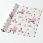 ピンクベビーガールウォーター色テーマベビーシャワー ラッピングペーパー (アンロールド)