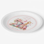 ピンクベビーガールエレファント&キリンゴルフベビーシャワー ペーパープレート (アングル)