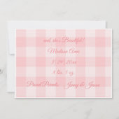 ピンクベビーガールギンガムプレイドキュートモダン誕生 案内状 (裏面)