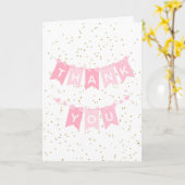 ピンクベビーガールサンキューカード カード (黄色い花)