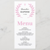ピンクベビーガールバプティスメニューカード メニュー (正面)