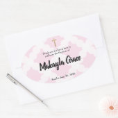 ピンクベビーガールバプテスマ感謝してい《キリスト教》洗礼式や命名式ユー 楕円形シール (封筒)